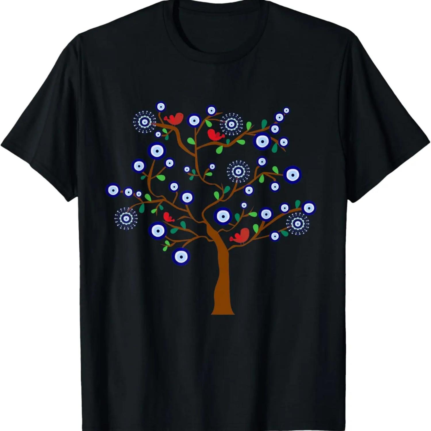

Lucky Bird Blue Evil Eye Robin Tree T-Shirt XXXXXL чорний