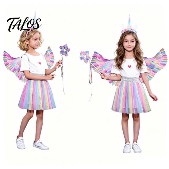 Cosplay Wings for Theatre Performances Angel Feather Kids, Colorful Wing Costume Accessory Fallen with Elastic Straps Strap Halloween Party, Cosplay,