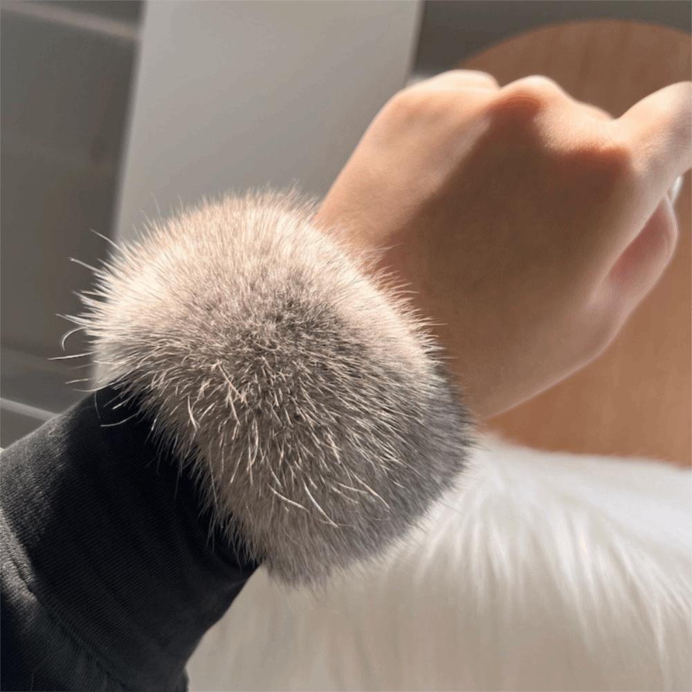 Fashion Cute Mink Fur Cuffs Warm Hand Arm Warmer Wristbands Accessories