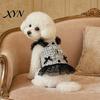Spring Dog Clothing Sleeveless Tweed Dress, Ruffled Pet Dress with Lace Breathable Mesh Apparel Trim, Cute Summer Harness for Small Dogs Stylish