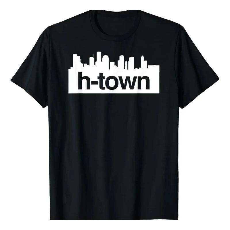 Camiseta H-town Houston Texas Skyline Para Hombre Y Mujer, R S