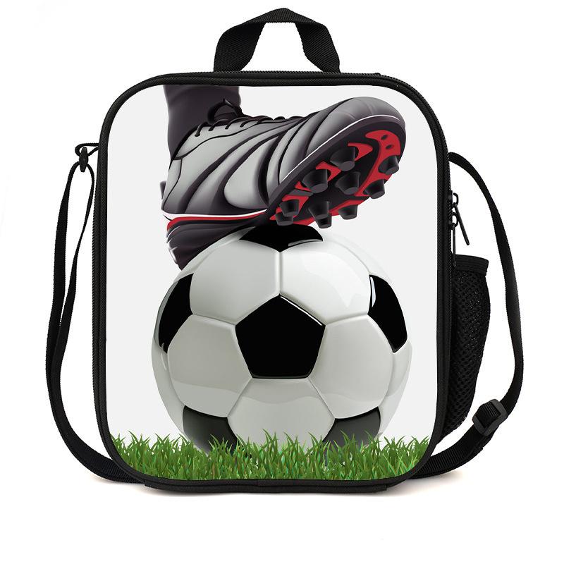 Football Basketball Pattern Children'S Lunch Bag Elementary School Lunch Box Bag Fashion Trend Boys' Lunch Bag