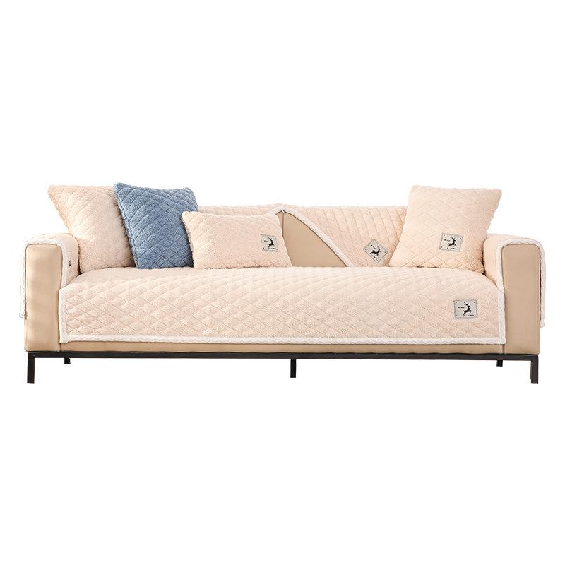 Sofa Cushion Winter Antislip Nordic Simple Plush Cushion High-Grade Fleece-Lined Thickened Real Leather Sofa Cover Cover Towel