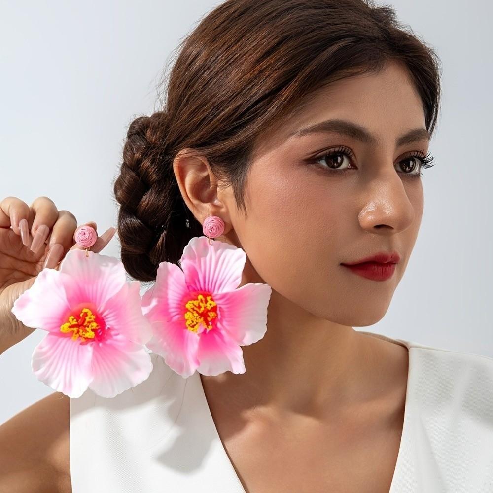 Cloth Fabric Flower Earrings Sweet Beach Drop Earrings Fresh Floral Pendant Earrings Girls