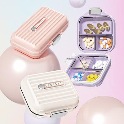 Weekly Compartmented Pill Box with Transparent Lid 7 Compartments Lock Design Dustproof Moisture-proof Outdoor Travel Compact Pill Holder Pill