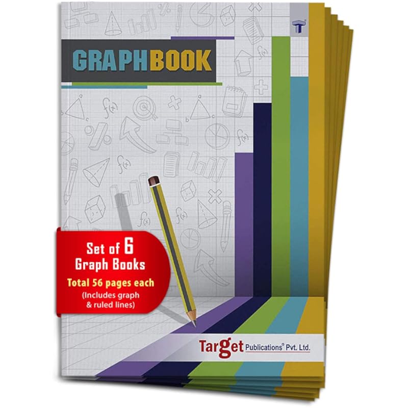 Target Publications Graph Books | A4 Size 56 Pages | Soft Cover | Numbered Pages And Ruled Margins | Graph Paper With 1