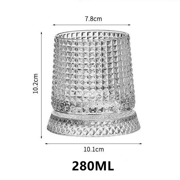 280ML Rotating Whiskey Glass Creative Crystal Premium Beer Cup Str Relief Liquor Cup With Base Straight Drink Mold Wine Glass