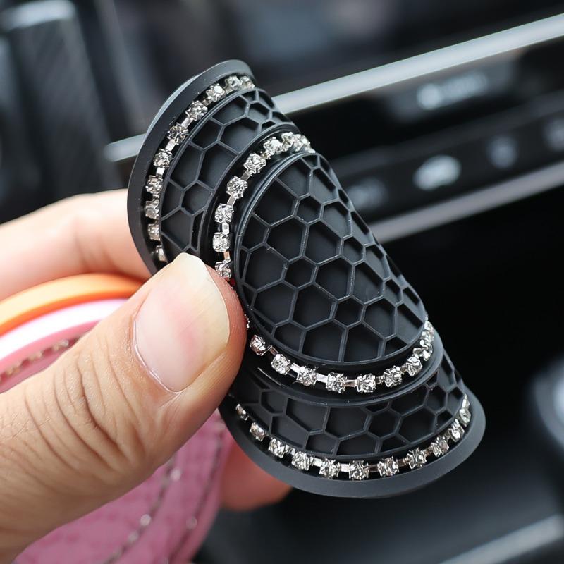 Car Coaster Double Diamond Auto Water Cup Groove Non-slip Pad Honeycomb Heat Insulation Anti Scalding Mat Car Door Groove Mat