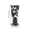 Roman Column Style Pedestal Vase Marbled Pattern Cylindrical Marble with Flared Rims Black and