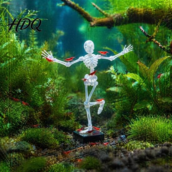 Decorazione per Acquario di Pesci d'Acqua Salata Scheletro Danzante Bubbbler Decorazione per Acquario Ornamento Pneumatico Mobile Resina con Tubo dell'Aria da 1 Metro Halloween Sott'Acqua