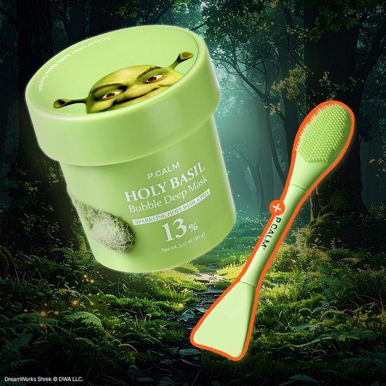 P.CALM Holy Basil Pore Bubble Deep Mask 90g (+ Dual Pore Brush)
