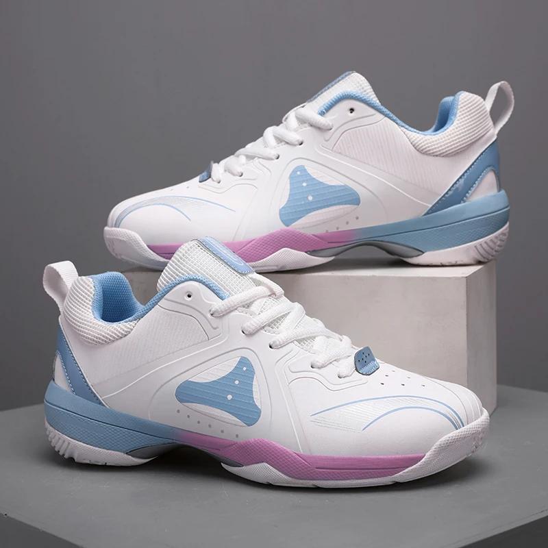 Men's Women's Professional Tennis Shoes Breathable Non Slip Cushioned Comfortable Luxurious and Lace Up Badminton Training Shoes