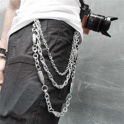 Pantaloni Punk Metal Hip Hop con Catena a Proiettili Nuovi 2019 per Performance sul Palco