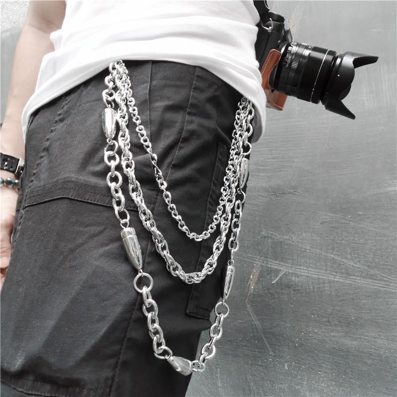 2019 New Punk Metal Hip Hop Bullet Chain Pants for Stage Performance