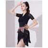 Women Latin Dance Dress Training Suit Short Skirt Sexy Tassel Three-Layer Fringe Dance Costume Training Suit Short Skirt Black