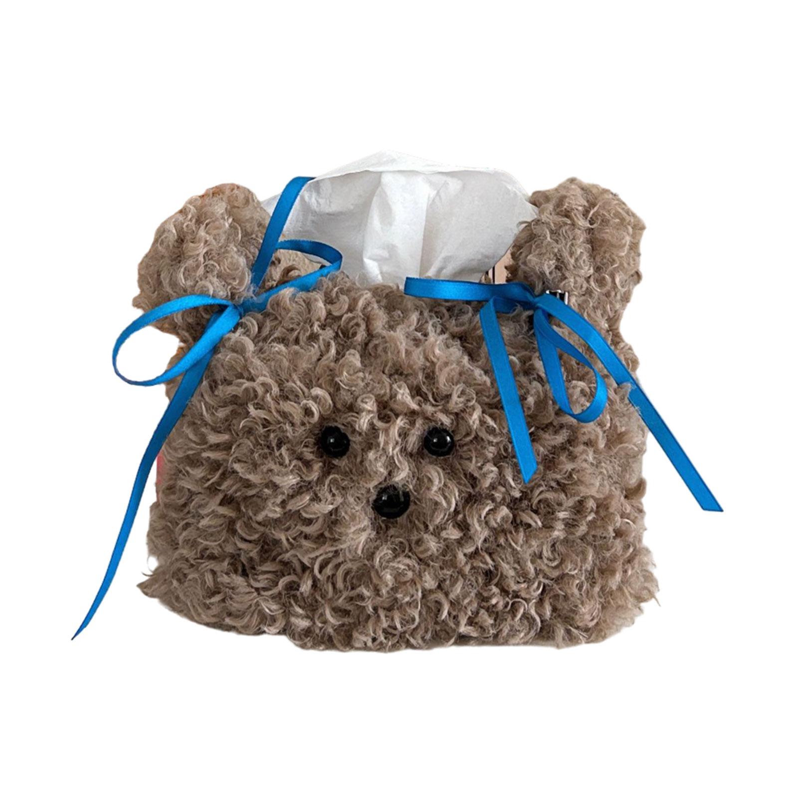 

Коробка для хранения салфеток в виде плюшевого щенка, держатель, прекрасный домашний аксессуар для гостиной, офисных принадлежностей и украшения автомобиля коричневый