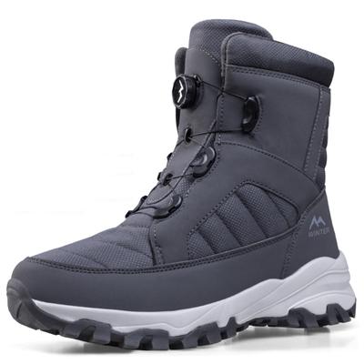 Mode Neue Drehbarer Knopf Herren Schneestiefel Warme Plüsch Winterstiefel Wasserdichte Outdoor Wanderschuhe Verschleißfest Rutschfest Herrenstiefel