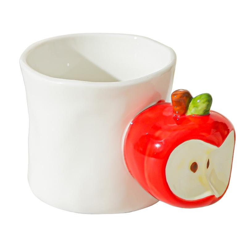 Creative Fruit Cup Mug Coffee Cup Opening Gift Ceramic Cup Cute Apple Peach Home Water Cup