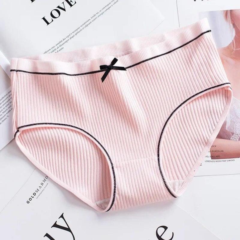 6PC/Set Women's Cotton Underwear Seamless Panties Solid Color Underpants Girls' Lingerie Briefs