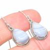 Natural Blue Lace Agate Gemstone 925 Solid Sterling Silver Earring 1.25" V3a26