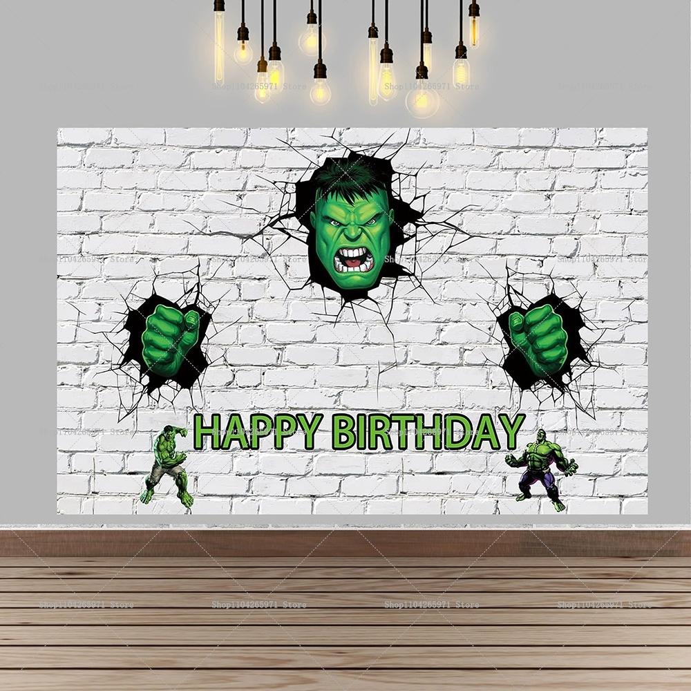 Fondo de foto de Hulk, superhéroe, gigante de dibujos animados verde, decoraciones para fiesta de cumpleaños infantil, artículos para baby shower.