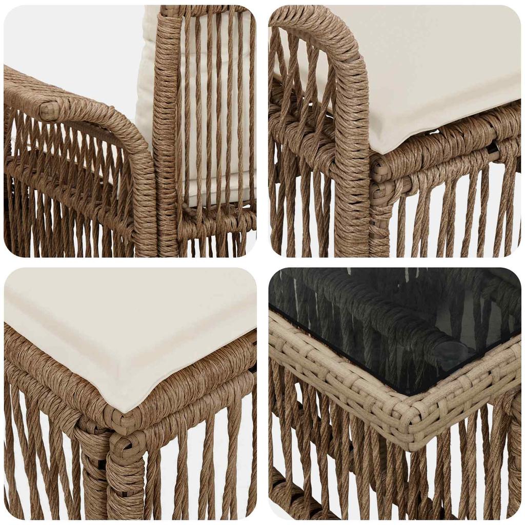 Garden Sofa Set 6 pcs. Beige and Cream White Poly Rattan