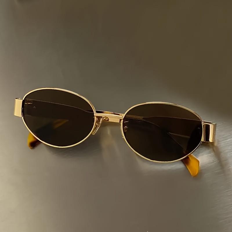 Ladies Retro Metal Frame Fashionable Oval Comfortable Sunglasses Suitable for Daily Wear