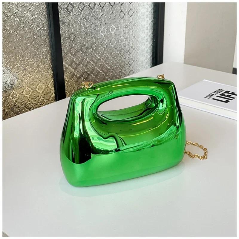 Hot Selling Solid Color Acrylic Hasp Sweet Handbag Versatile Fashion Shoulder Bag Soft Simple Trendy Western Style Crossbody Bag