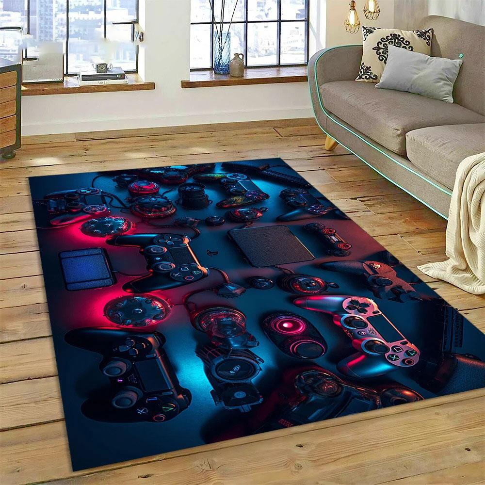Console Gaming Carpet for Boy's Bedroom Living Room Decoration Washable Polyester Anti Slip Floor Mat Sofa Decor Big Size Rug