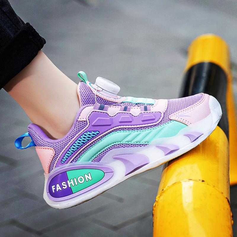 Classmates Sneakers Running Shoes Button Shoes Boys and Girls Middle-aged and Older Children Spring, Summer and Autumn Cute Casual Walking Light