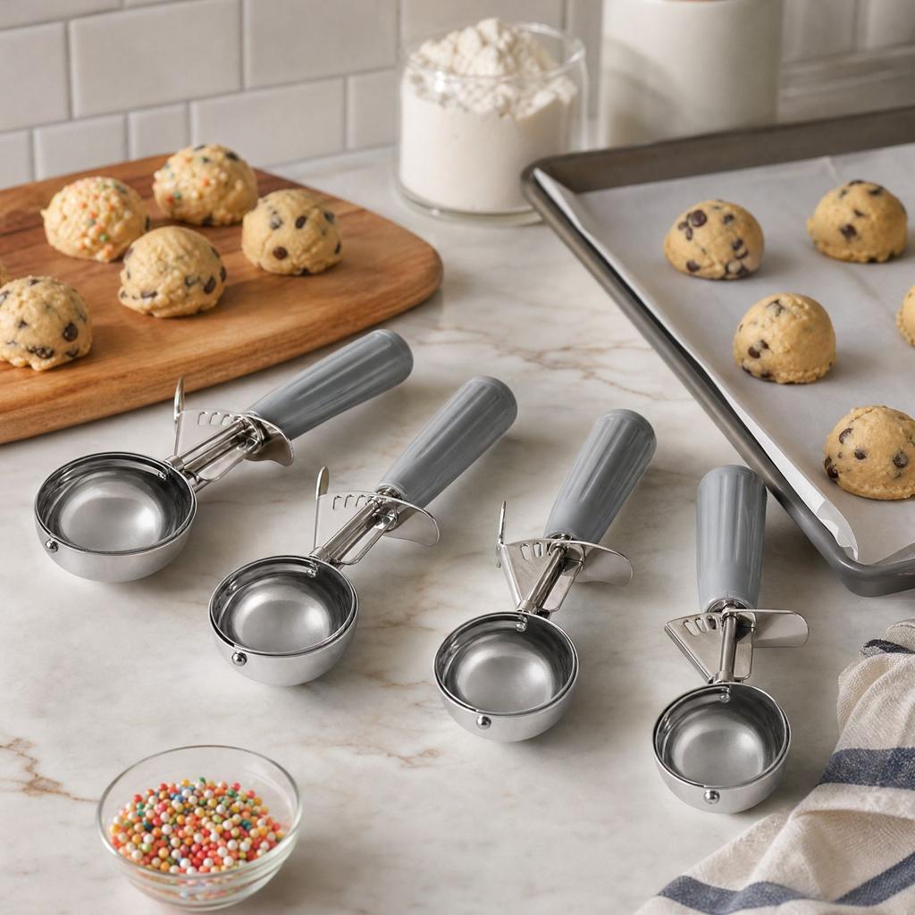Ice Cream Scoop 4-Piece Set for Kitchen, Dessert and Treats at Home