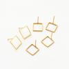 10PCS 14K 18K Gold Plated Brass Earring 12mm Square Hollow Shape Stud Earrings Hook For DIY Jewellery Making Supplies