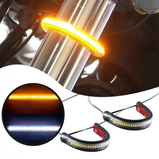 2PCS White Yellow Motorcycle LED Light Strip Kit White 6000K Super Bright AUXITO