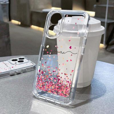 iPhone 16 Pro 15 14 Plus 13 12 Mini 11 Pro Max Xs Xr 8 7 Darbeye Dayanıklı Aşk Kalpleri Desenli Silikon Yumuşak İnce Şeffaf Lens Koruma Kılıfı