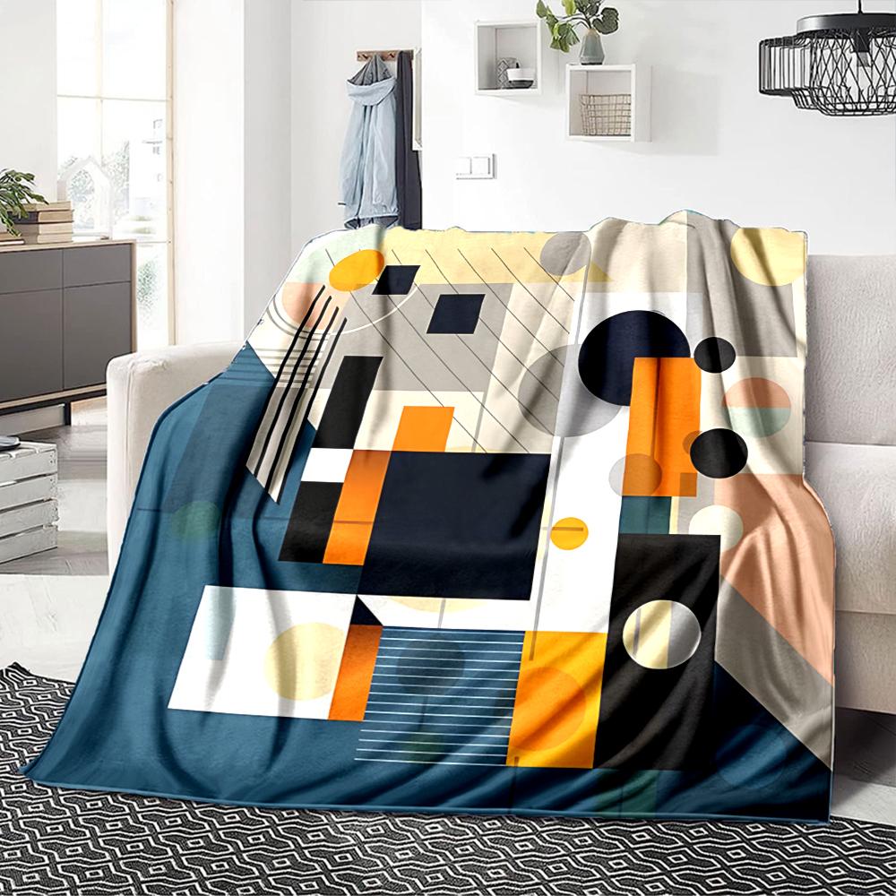 Abstract Geometric Composition Blanket Soft Throw Blanket For Home Bedroom Bed Sofa Travel Office Solid Christmas Blanket