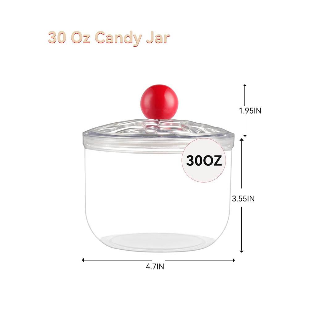 

30oz 47oz Clear Candy Jar with Lid for Office Desk, Plastic Cookie Storage Jar for Kitchen Counter
