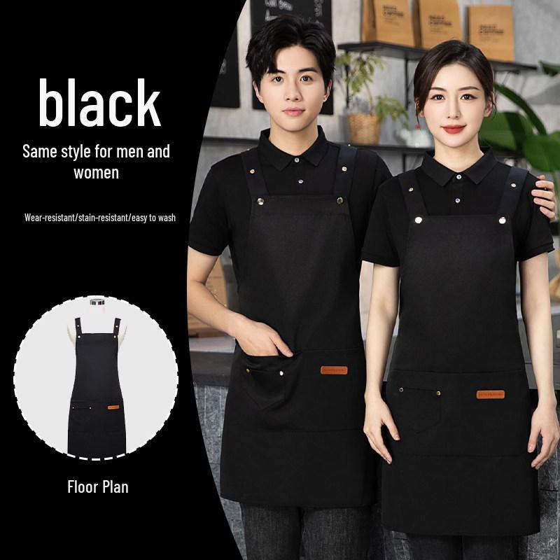 Waterproof Catering Apron Set: Logo-Print Apron, Oil-Proof Sleeves, Hat for Milk Tea and Coffee