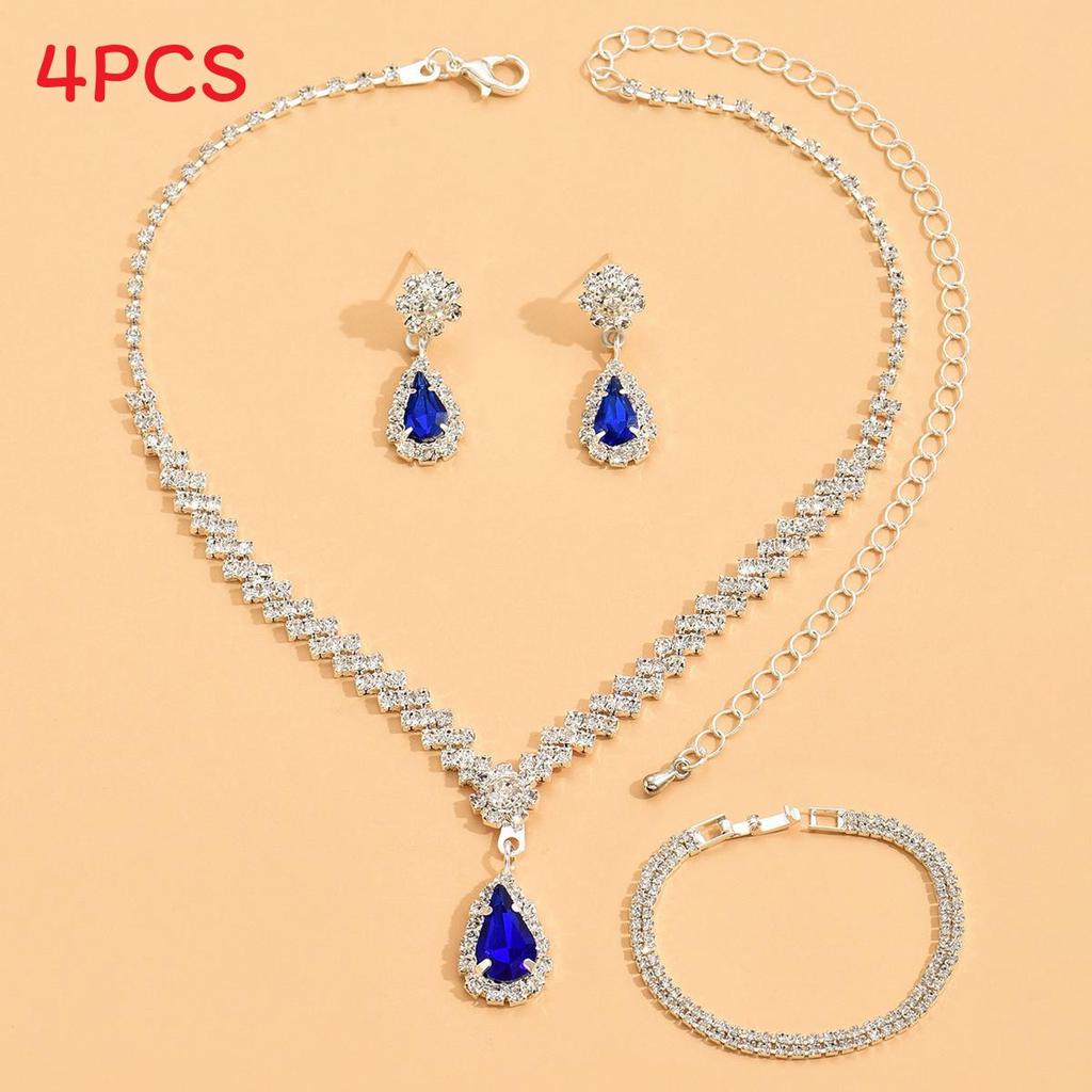 Waterdrop Jewelry Set With Crystal Embellishments For Bridal And Evening Wear