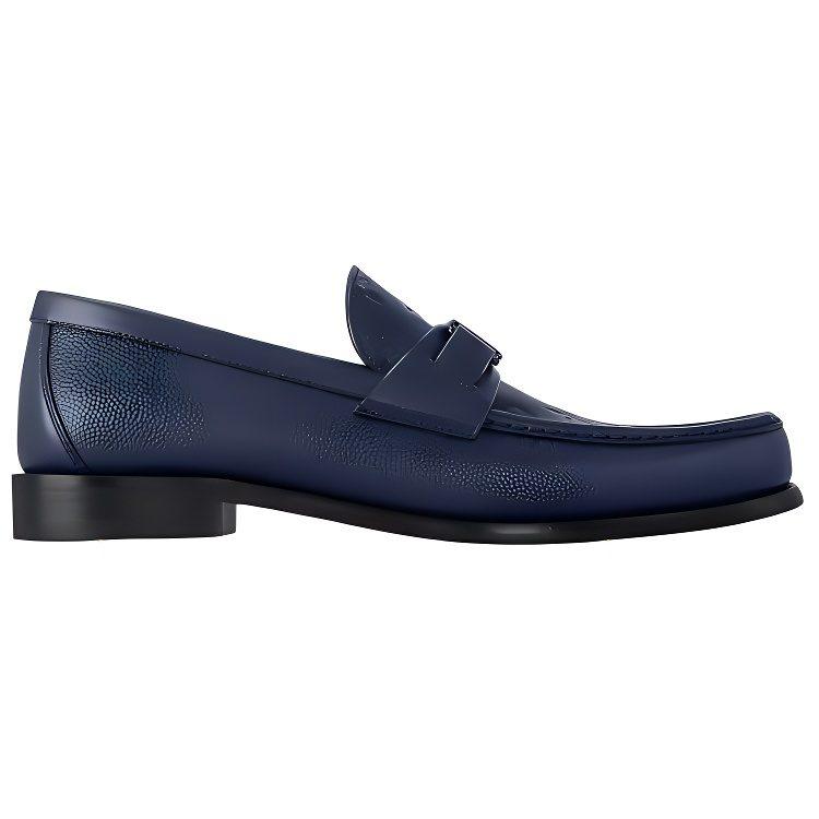 Louis Vuitton Major Cow Leather Loafers Men's Blue 1ADB7X