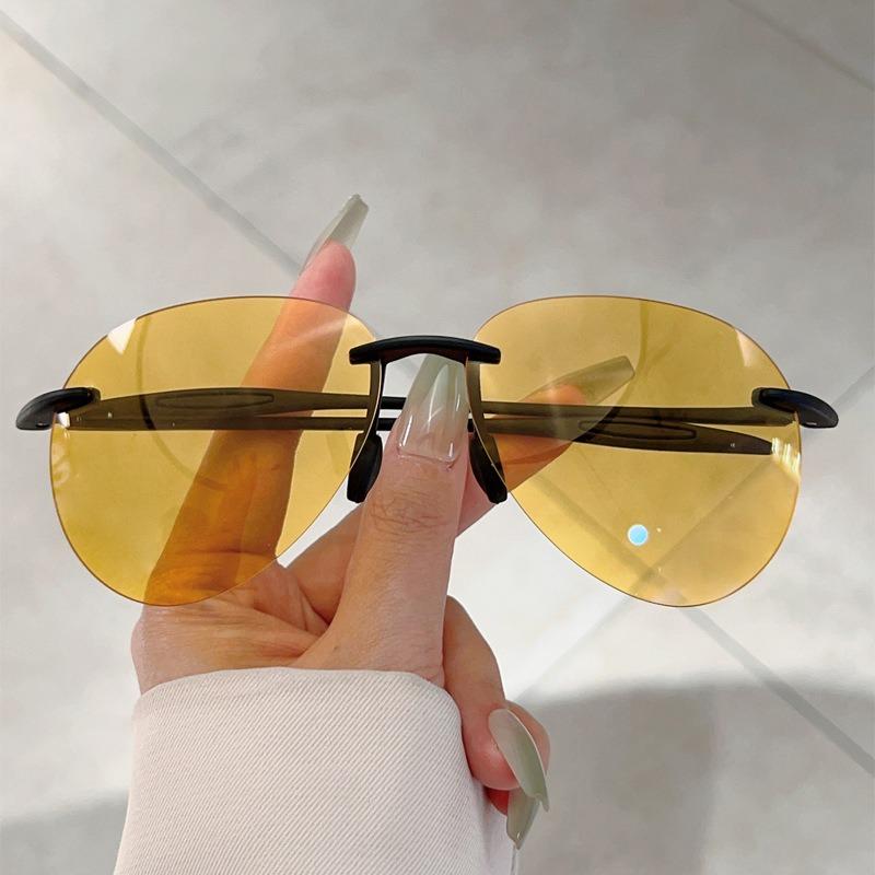 Men sunglasses Classic UV400 Fashion Driving Sports Unbreakable Rimless Oval Male Women's TR90 Frame Sun Eyewear