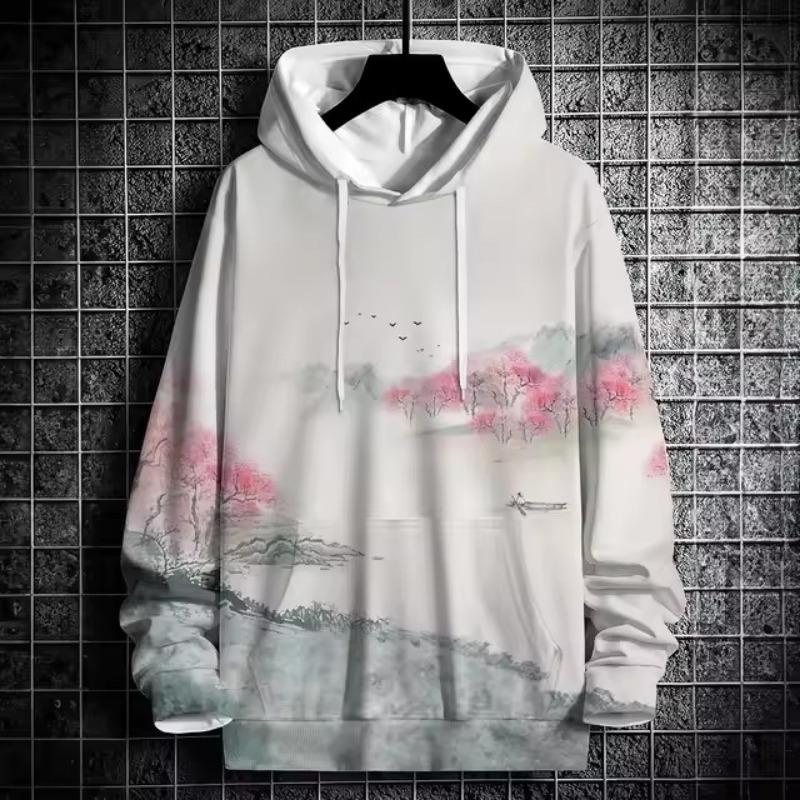 Men's Trendy 3D Printed Hoodie with Star & Number 10 Design - Casual Fashion Pullover, Machine Washable