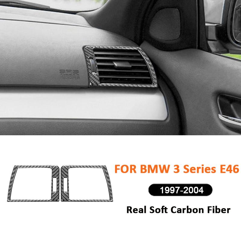 For BMW 3 Series E46 1997-2004 Carbon Fiber Car Dashboard Panel Left Right Air Outlet Vent Trim Frame Decoration Sticker