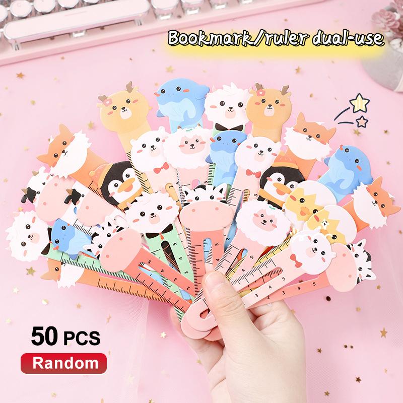 

50 шт. Случайные мультяшные животные Закладка Милый медвежонок котенок Студенческая линейка Закладка Студенческие принадлежности One Size
