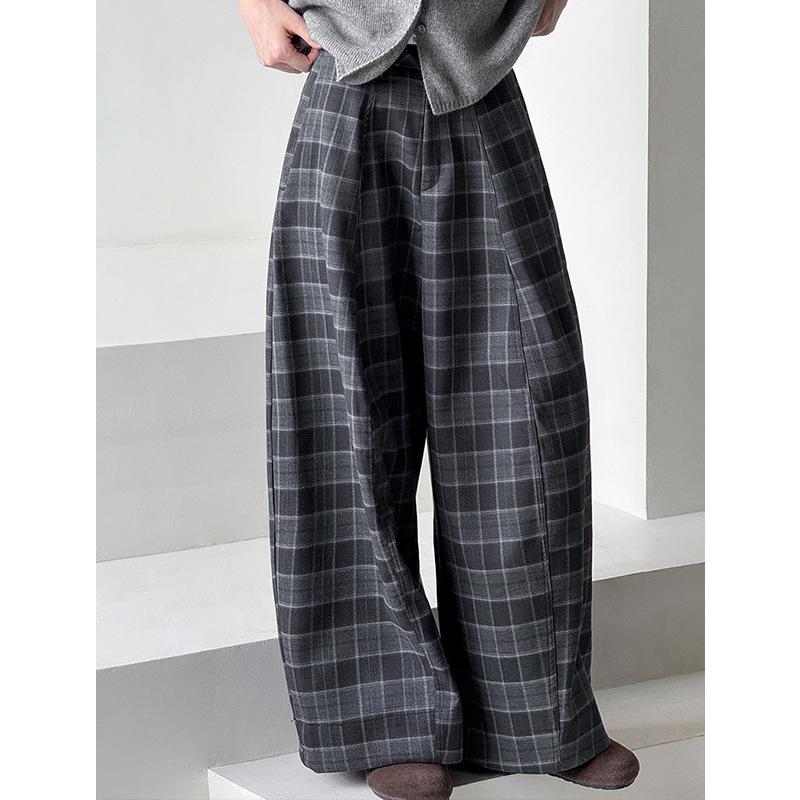 Orange Zhi Women's Plaid High Waist Loose Pants - Trendy Casual Autumn Style (H6832)
