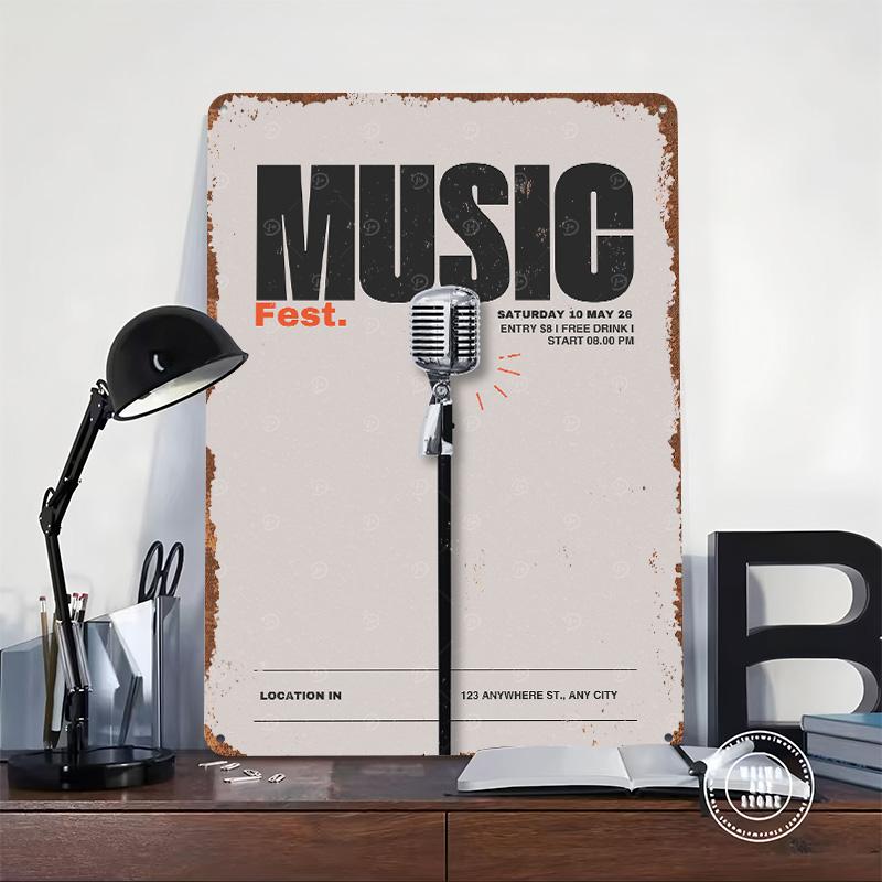 Music Fest Tin Plaque Poster Customized Wall Art Retro Vintage Metal Signs for Man Cave Room Decoration Gaming Desk Decor Home