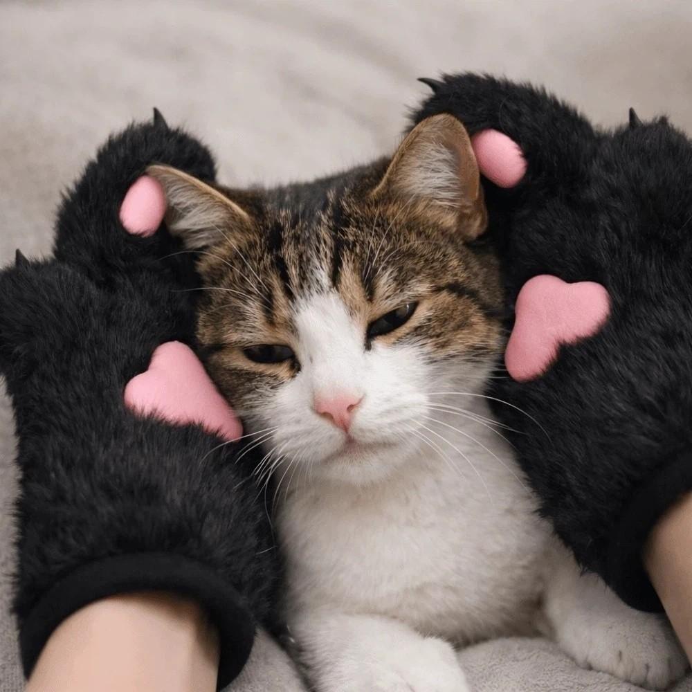Cartoon Cosplay Costume Gloves Furry Puppy Claw Mittens Kawaii Plush Cat Paw Gloves  Club