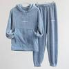 Winter Lose Home Wear Korallen Fleece Doppelseitige Samt Pyjamas Oansatz Lange ärmeln Hosen Warme Pyjamas Set