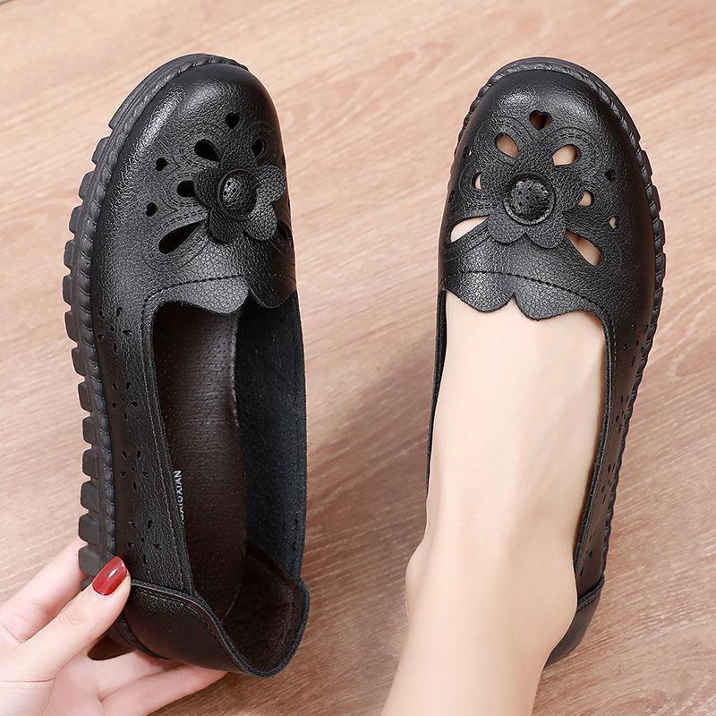 Soft-soled Non-slip Mother Hollow Single Shoes, New Chinese Flat-soled Single Shoes, Old