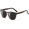 [SUNGAIT] Men's Vintage Wood Sunglasses, Square Shape, Polarized, Wooden Sunglasses with Case (Ebony Frame/Gray Lens)