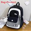 Girls School Backpack With Colorful Collage Design And Nylon Material For Middle School Students